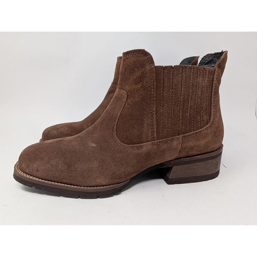 Roper Boots Mens Size 9.5 D Brown Suede Chelsea Ankle Square Toe Western